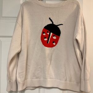 LOFT Cream Sweater with Ladybug Design XL